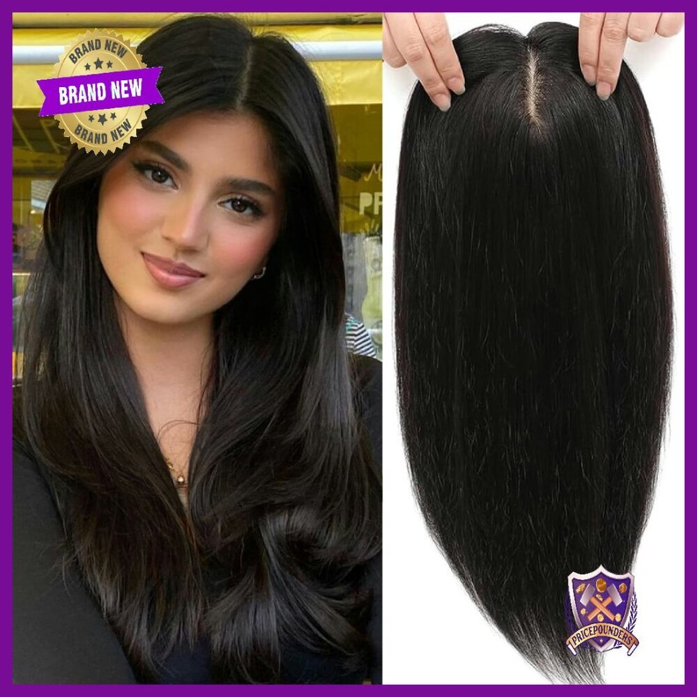 15 Inch Human Hair Topper No Bangs 8x7.5 Skin Scalp Big Base